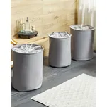 Sada 3 košíků šedá polyester bavlna koše na prádlo se stahovací šňůrkou praktické doplňky do domácnosti Beliani