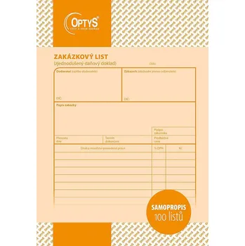 Optys 1085 Zakázkový list A5