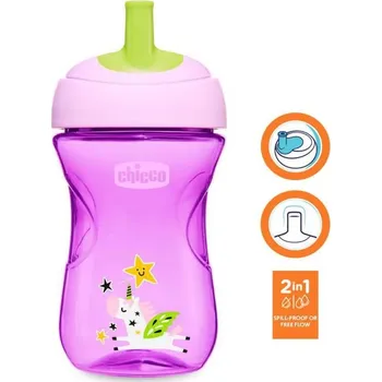 Dětské zboží CHICCO Pokročilý hrnek s brčkem 266 ml fialový 12m+ 8x8x18 zelená