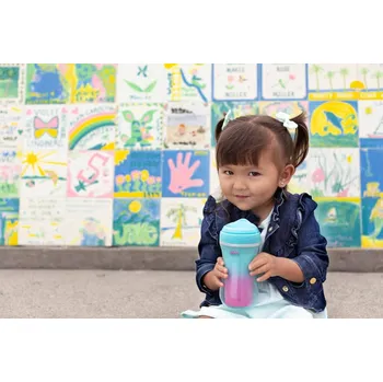 Kojenecká láhev CHICCO Aktivní termohrnek s tvrdým náustkem 266 ml, růžový 14m+ 8x8x18 modrá