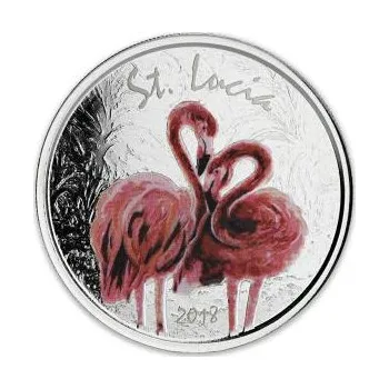1 unce stříbrná mince EC8 St.Lucia - Flamingo 2018 coloriert