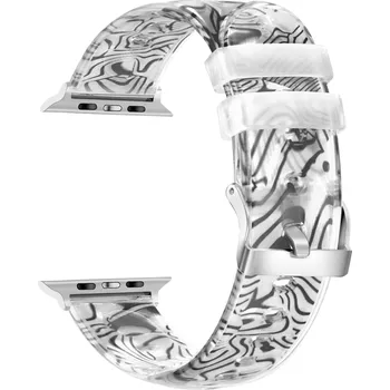 Příslušenství k chytrým hodinkám Průhledný silikonový vzorovaný řemínek pro Apple Watch 38/40/41/42(S10)mm Varianta: vzor 1