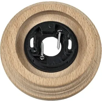 vypínač Elhard Nástěnný kulatý dřevěný rámeček jednoduchý, světlé dřevo