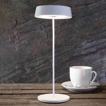 Venkovní osvětlení Deko-Light LED stolní lampa Miram s baterií stmívatelná, bílá - výška stínidla 3 cm; Ø noha 10,2 cm LED 2,2 W celkem - Doprava zdarma