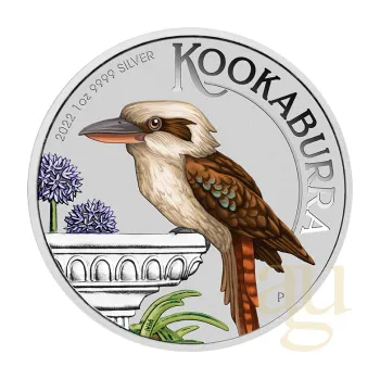 1 unce stříbrná mince Austrálie Kookaburra 2022 - coloriert