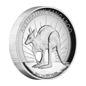 1 unce stříbrná mince Austrálie klokan 2011 High Relief