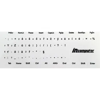 Klávesnice High Quality Přelepky na klávesnici - černý text, průhl. pozadí Česko - slovenské přelepky znaků, kterými lze doplnit jakoukoliv cizojazyčnou klávesnici.