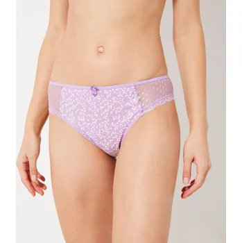 Dámské spodní prádlo Sada 4 kalhotek midi s potiskem Tropea, z pružné bavlny a krajky korálová+lila 50/52