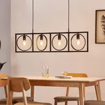Závěsné svítidlo Lindby Mateja, černá barva, kov, 112 cm, 4 světla. - Délka stropního držáku 61 cm 4 x 15 W LED - Doprava zdarma