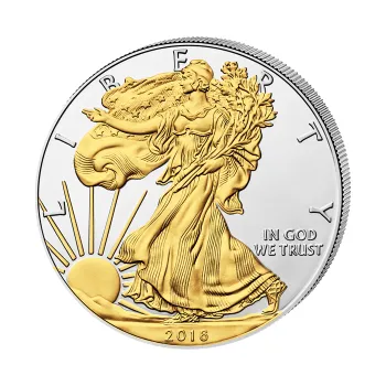 1 unce stříbrná mince americký orel 2013 teilvergoldet