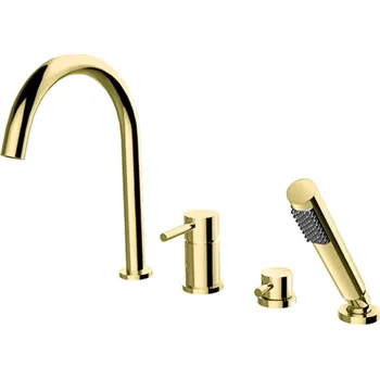 Vodovodní baterie 4 - otvorová vanová baterie ILLUSION zlatá s příslušenstvím (10055) HOPA