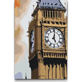 Malování podle čísel - Big Ben z blízka Velikost: 20x30cm, Rámování: Pouze srolované plátno