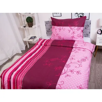 Povlečení LUXUSNÍ BAVLNĚNÉ POVLEČENÍ DE LUXE 140x200/70x90cm BEZKVĚT VÍNOVÝ