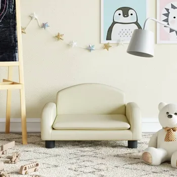 Dětský zahradní nábytek vidaXL Dětská pohovka krémová 50 x 40 x 30 cm umělá kůže