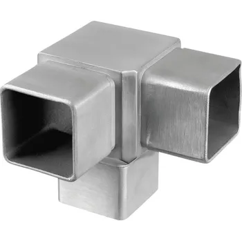 Zábradlí Roh, Square Line, 90°, + 1 napojení 90° Roh, Square Line, 90°, + 1 napojení 90°, trubka 40x40x2 mm, nerez. ocel 304, kartáčovaná