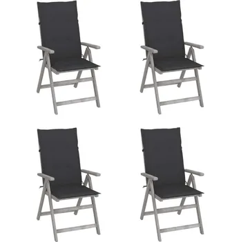 vidaXL Zahradní polohovací židle s poduškami 4 ks masivní akácie [3065377] Barva: antracitová