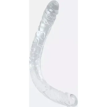 Dildo Oboustranné XXL dildo DK Toys Jumbo Double 37 cm - Průhledná