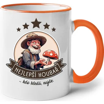 Keramický hrnek Nejlepší houbař, kdo hledá najde, Barva Oranžová, Velikost 330 ml, Canvas Keramický hrnek s barevným uchem Bezvatriko.cz 2681
