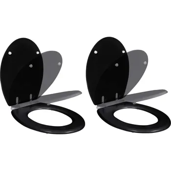 WC sedátko WC sedátka s funkcí pomalého sklápění 2 ks černá MDF IM_275905