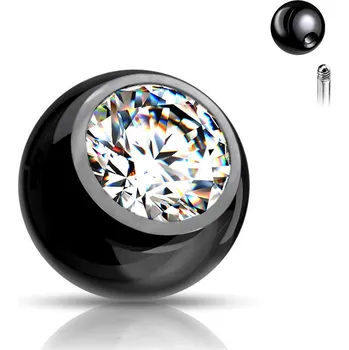 Šperk Šperky4U Černá ocelová náhradní kulička, závit 1,2 mm - ND01012KC-1203