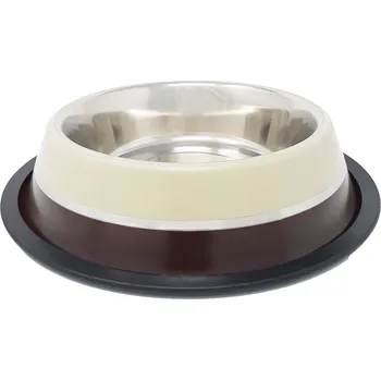 Miska pro psa PROFIZOO Miska nerezová protiskluzová 520 ml Hnědá/Béžová (šedý proužek)