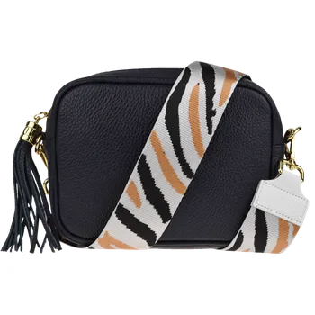 Kabelka NovaKabelka.cz Kožená italská crossbody kabelka Bala Blu Scura s přídavným popruhem II