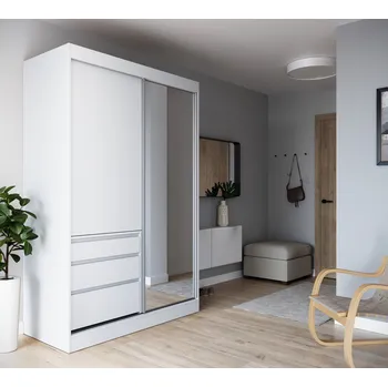 Šatní skříň Haidar šatní skříň s posuvnými dveřmi 140 bílá