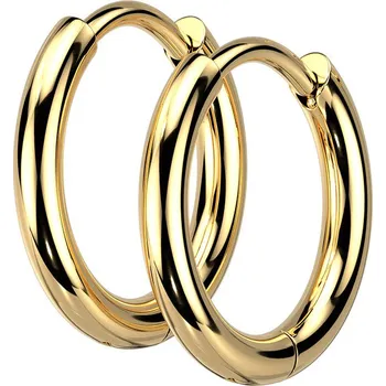 Náušnice Šperky4U Zlacené ocelové náušnice kroužky 12mm - OPN1922GD-12