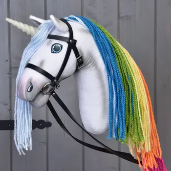 Hobby horsing Hobby Horse Rainbow jednorožec s uzdou a ohlávkou Velikost: S