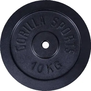Litinový Závaží Gorilla Sports 10 kg černý 30 mm NrP138