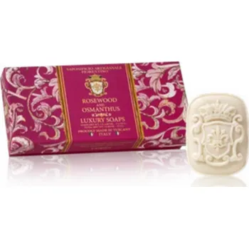 Mýdlo Saponificio Artigianale Fiorentino Sa Fiorentino - Přírodní kulatá tuhá mýdla Růžové dřevo a Omanthus 3 ks - 125 g