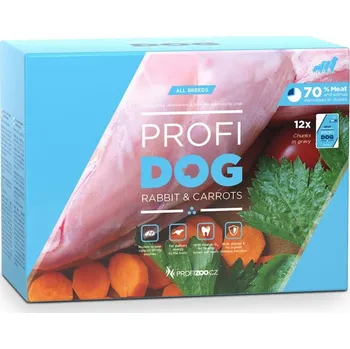 Krmivo pro psa PROFIDOG kapsička kousky s králičím a mrkví v omáčce 12x100g