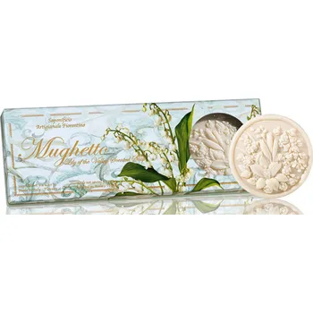 Mýdlo Saponificio Artigianale Fiorentino Sa Fiorentino - Přírodní kulatá tuhá mýdla Konvalinky 3 ks - 125 g