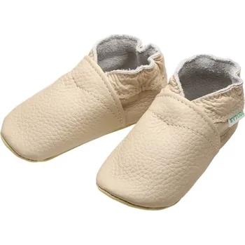 Capáčky EVTODI Kožené capáčky s koženou podrážkou béžové 6-12 měsíců Béžová 19,5