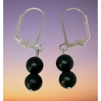 Náušnice Šungitové náušnice – kuličky 6 mm, ochranný minerál proti elektrosmogu (s chirurgickou ocelí)