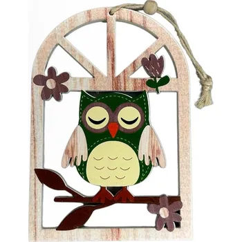 Dřevěná dekorace - sovička v kleci (1ks)