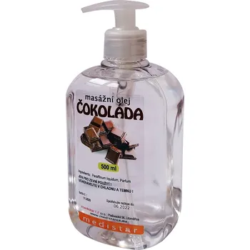 Masážní přípravek MEDISTAR CZ masážní olej ČOKOLÁDA 500 ml s dávkovačem