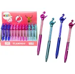 Kuličkové pero s plameňákem a třpytivými kamínky, modrá náplň 0,7 mm (mix barev)