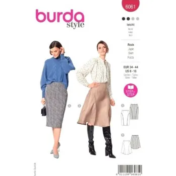 Střih Burda číslo 6061 na dámskou sukni úzkou a rozšířenou -