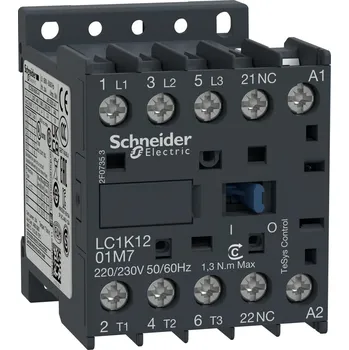 Stykač Schneider Electric LC1K1201B7 ministykač 3P 12A AC-3 440V- pomocný kontakt 1V - cívka 24V 50Hz