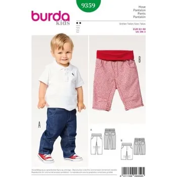Volný čas Střih Burda číslo 9359 na kalhoty - Zelený, Dětské kalhoty