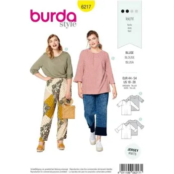 Volný čas Střih Burda 6217 na volnou halenku pro plnoštíhlé -