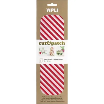 APLI Cut&Patch papír 30 x 50 cm - Pruhy červenobílé 3 ks