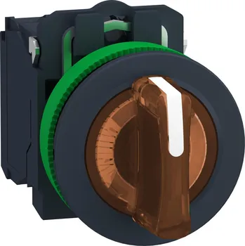 vypínač Schneider Electric XB5FK135G5 Ovl. Otočný prosvětlený, Oranž, 3 pozice pevné, 120 V AC