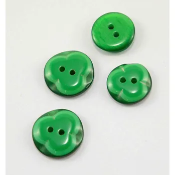Knoflík Dírkový knoflík - zelený trojlístek - průměr 1,7 cm