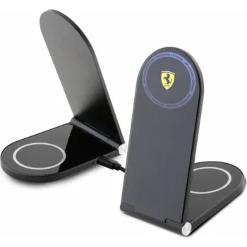 Ferrari Printed Logo Stolní Bezdrátová Magnetická Nabíječka 2v1 Black Mimořádně pohodlná a rychlá indukční nabíječka od italského automobilového koncernu. Zdobené logem značky Ferrari působí nejen el