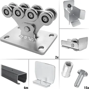 brána CAIS CAIS 7.0 - sestava pro výrobu pojezdu posuvné nesené brány do průjezdu 4,2 m a 425 kg, profil bez úpravy