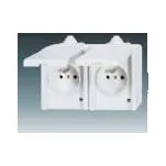 ABB 5598-2069 B Zásuvka dvojnásobná IP 44, s ochrannými kolíky, s víčkem, s ochranou před přepětím, bílá