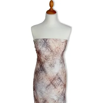 Metráž - Hed/Pes/Sp BÉŽOVÝ ŽAKÁROVÝ VZOR - látka na šaty a halenky - Béžový, 150 cm