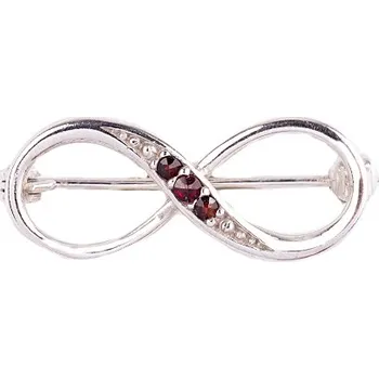 Brož granát - stříbrná brož - mašle (5093) povrchová úprava: rhodiované